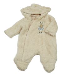 Smetanová kožešinová podšitá kombinéza s králíkem a kapucí dunnes