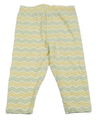 Smetanovo-žluto-zelené vzorované pyžamové kalhoty 