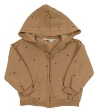 Hnedá prepínaci mikina so srdiečkami a kapucňou H&M