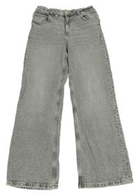 Šedé melírované široké rifle H&M