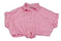 Ružová crop blúzka s uzlom