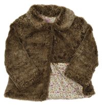 Hnedá kožušinová podšitá bunda s golierikom F&F
