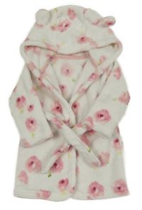 Bílo-růžový květovaný plyšový župan s kapucí George