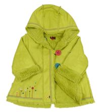 Neonově zelený semišový zateplený kabátek s kapucňou