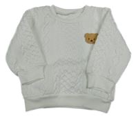 Biela vzorovaná mikina s medvěďom