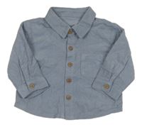 Svělemodrá manšestrová košile s kapsou Tu