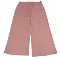Nové - Staroružové rebrované široké ľahké nohavice s opaskom Primark
