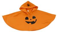 Oranžové teplákové pončo s tekvicou a kapucňou