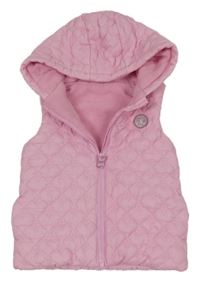 Světlerůžová šusťáková prošívaná lehce zatpelená vesta s kapucí dunnes