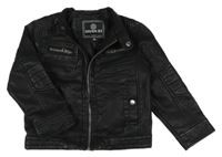 Černá koženková bunda s kapsami 