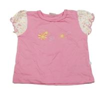 Růžové tričko s výšivkou 
