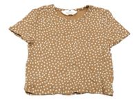 Hnedo-biele kvetované crop tričko H&M