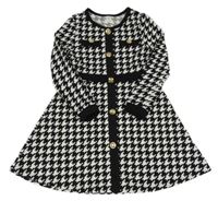 Čierno-biele vzorované šaty s gombíky SHEIN