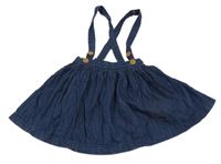 Tmavomodrá rifľová sukňa s trakami Next