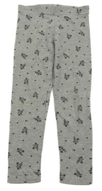 Sivé legíny s černými kvítky mango