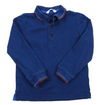 Tmavomodré žebrované polo triko M&S