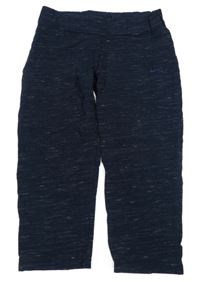 Tmavomodré sportovní melírované crop legíny s logem - Nike