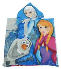 Modré osuškové pončo s Frozen a kapucňou
