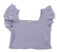 Lila rebrovaný crop top s volánikmi zn. Shein