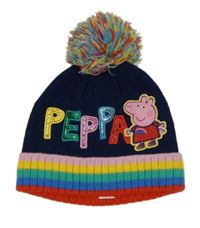 Tmavomodro-barevná čepice s Peppou a bambulí George