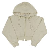 Smotanová prepínaci crop mikina s kapucňou