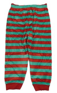 Zeleno-červené pruhované plyšové pyžamové kalhoty M&S