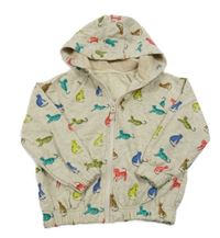 Béžová melírovaná propínací mikina s tygry a kapucí Dunnes Stores