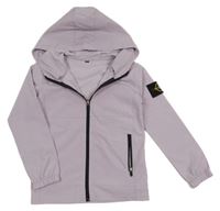 Lila šušťáková jarná bunda s kapucňou
