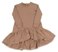 Starorůžové teplákové šaty s vrstvenou sukní 