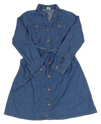 Modré lehké riflové šaty s páskem Page one young