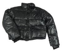 Černá šusťáková zimní crop lesklá bunda New Look