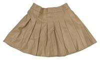 Béžová koženková skladaná sukňa