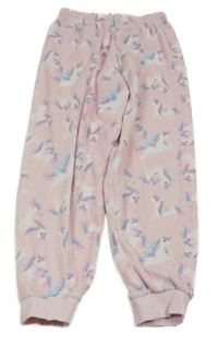 Růžové plyšové tepláky s jednorožci 