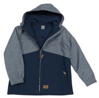 Tmavomodrá melírovaná funkční softshellová bunda s kapucí Trespass