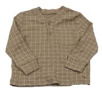 Hnedo-biele kockované rebrované tričko George