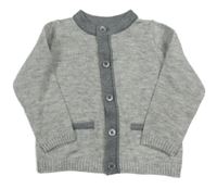 Šedý propínací vlněný svetr Mamas&Papas