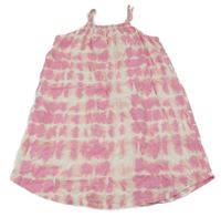 Bielo-ružové batikované rebrované šaty H&M