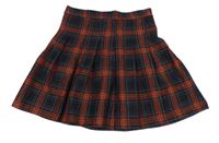 Tmavomodro-červeno-čierna kockovaná skladaná sukňa Zara