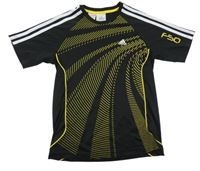 Černo-žluté vzorované sportovní tričko Adidas