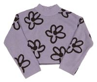 Lila-hnedý kvetovaný crop sveter H&M