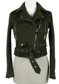 Dámsky khaki semišový crop krivák s opaskom Zara