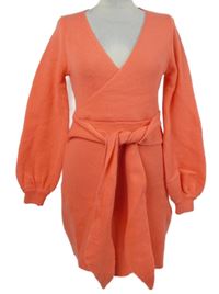 Dámské korálové svetrové šaty s páskem Shein 