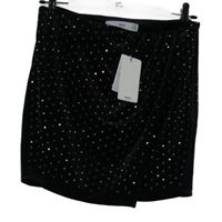 Nové - Dámska čierna zamatová minisukňa s kamienkami MNG