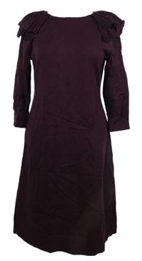 Dámske vínové svetrové šaty s plisovaným golierikom Karen Millen