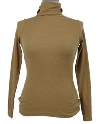 Dámské béžové žebrované triko s rolákem New Look 