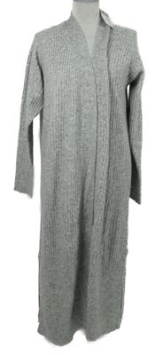 Nové - Dámsky sivý rebrovaný svetrový dlhý cardigán Primark