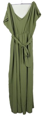 Dámský khaki culottes kalhotový palazzzo overal s páskem Shein 