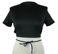 Nové - Dámské černé žebrované crop tričko se zavazováním Primark 