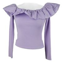 Dámská lila crop halenka s lodičkovým výstřihem H&M