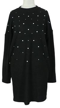 Dámske čierne svetrové šaty s cvokmi  F&F